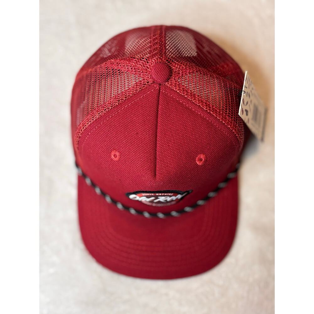 Old Row Maroon OSFM Snap Back Circle Logo Nailhead Canvas Trucker Hat NWTs